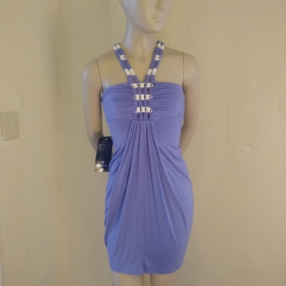 Blue and White Bebe Dress; Size XS; NWT